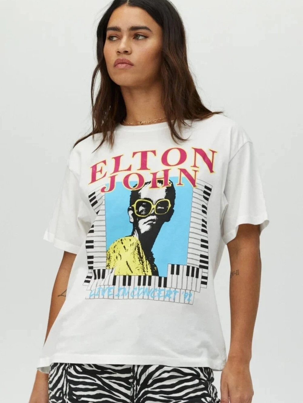 Elton John Graphic White Short Sleeve Tee - White